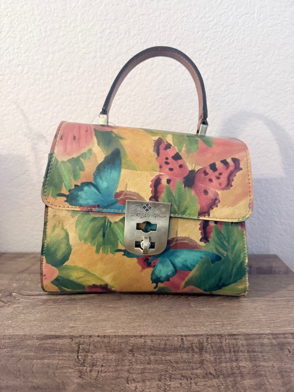 Patricia Nash Butterfly Print Leather Top-Handle Women's Bag - Multicolor